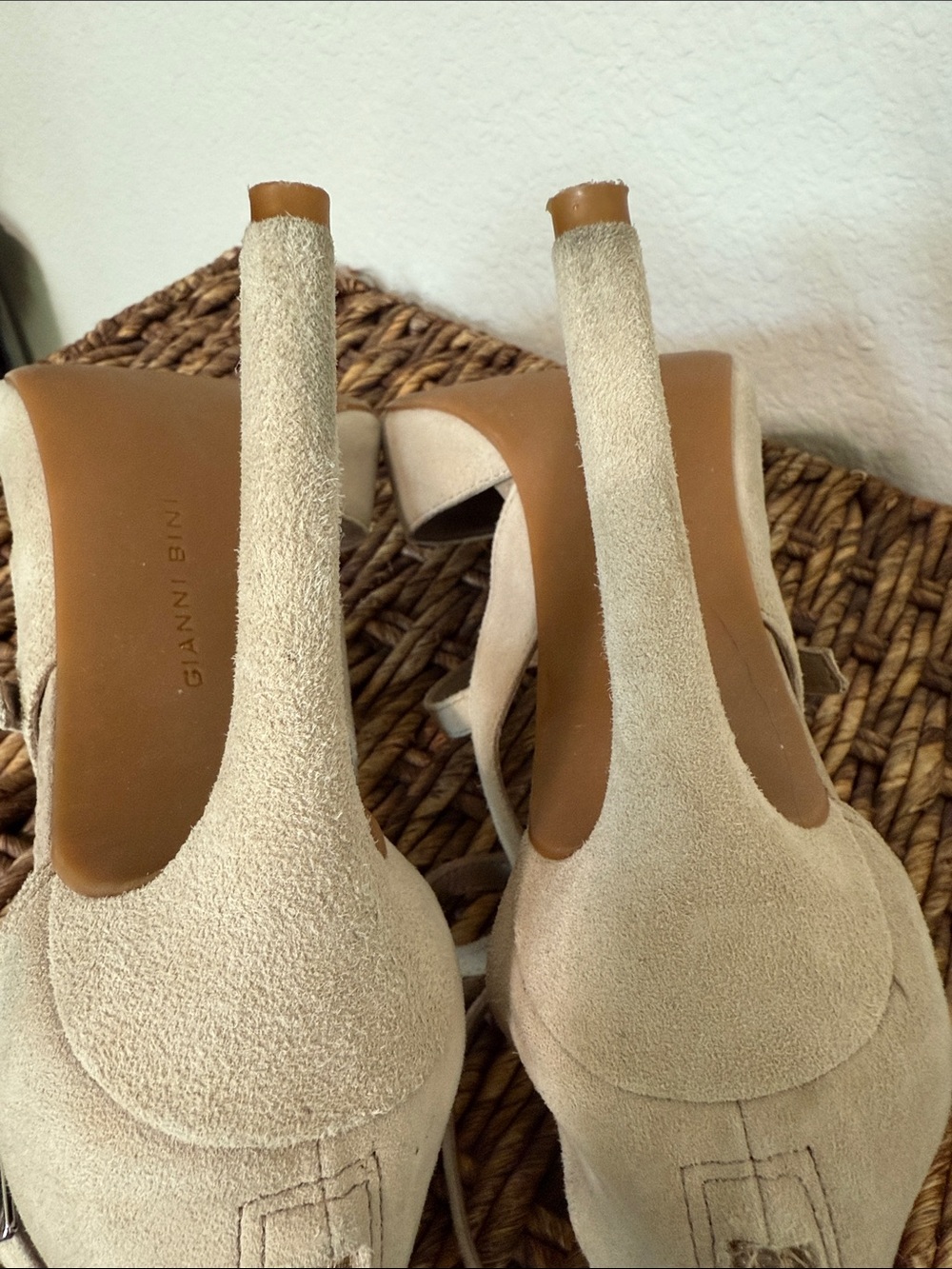 Gianni Bini Pointed-Toe Strappy Stiletto Heels in Beige - Picture 8 of 12